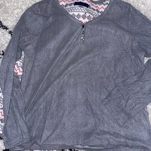 Gray and red fleece pj set